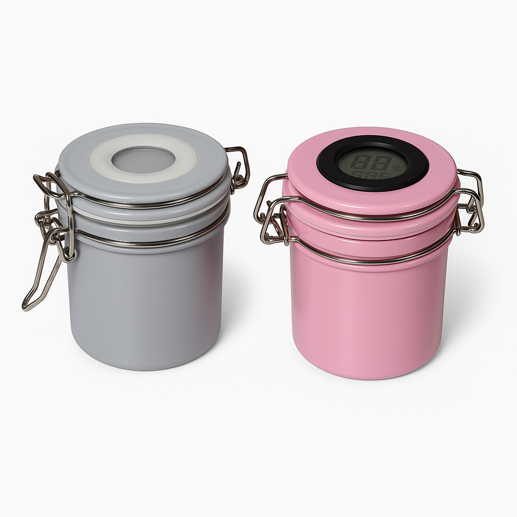 Glue canister with hygrometer